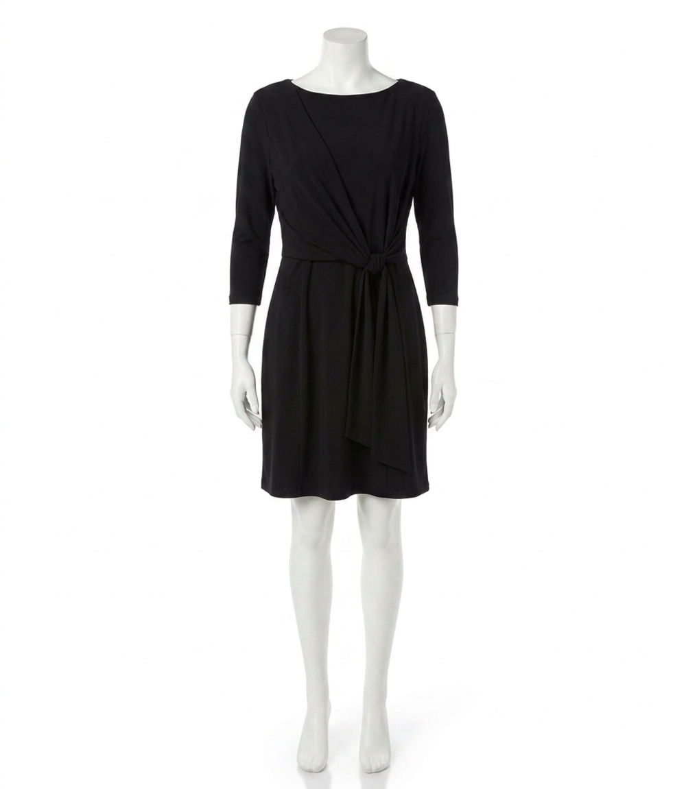 NEW KAREN KANE tiara tie waist travel mini dress in black